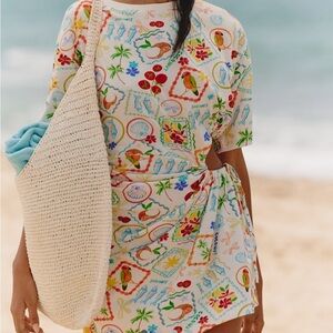 Anthropologie Multicolor Graphic Swim Cover-Up